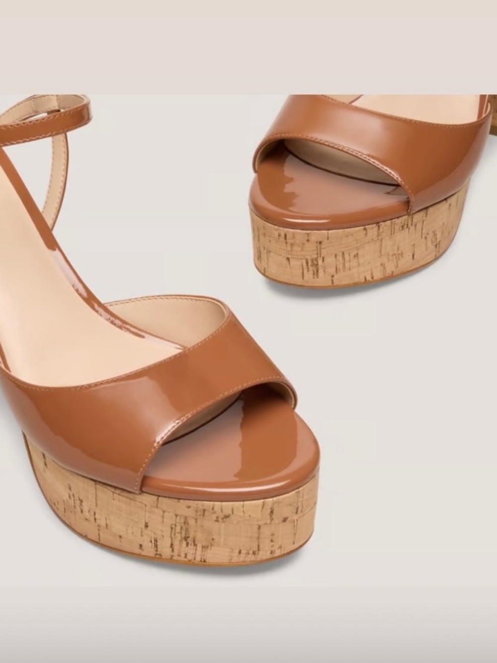 STUART WEITZMAN INGRID PLATFORM SANDAL - BROWN/CORK - SIZE 6 - Picture 4 of 6